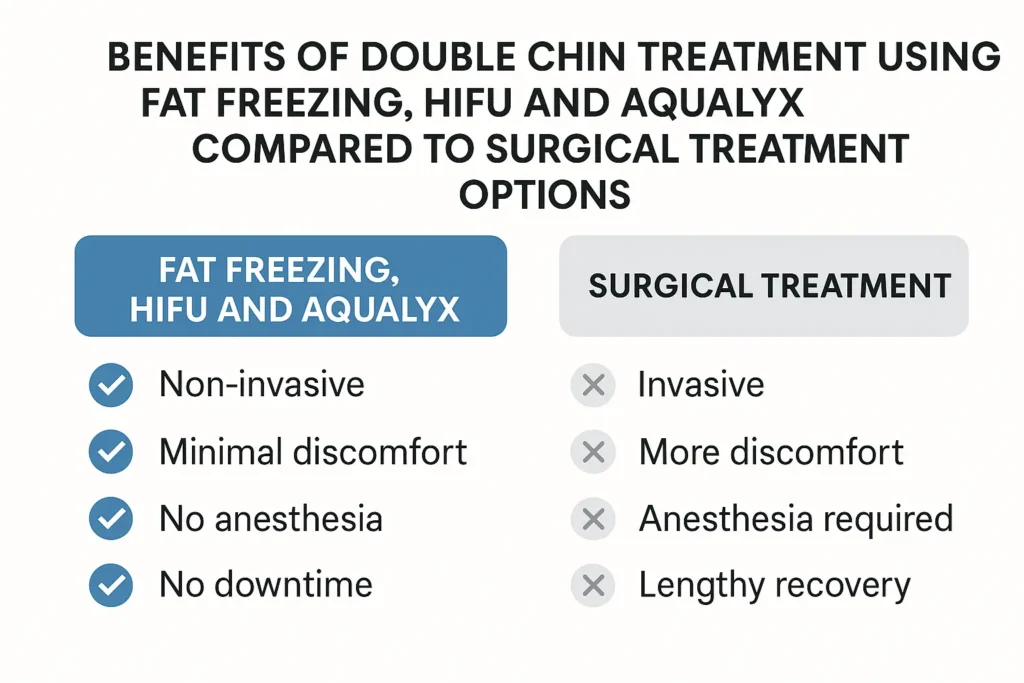Graphic about the benefits of double chin treatment Wood Green - from LA LIPO