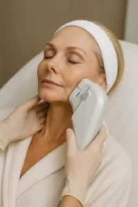 Woman receiving HIFU non surgical facelift treatment Wood Green